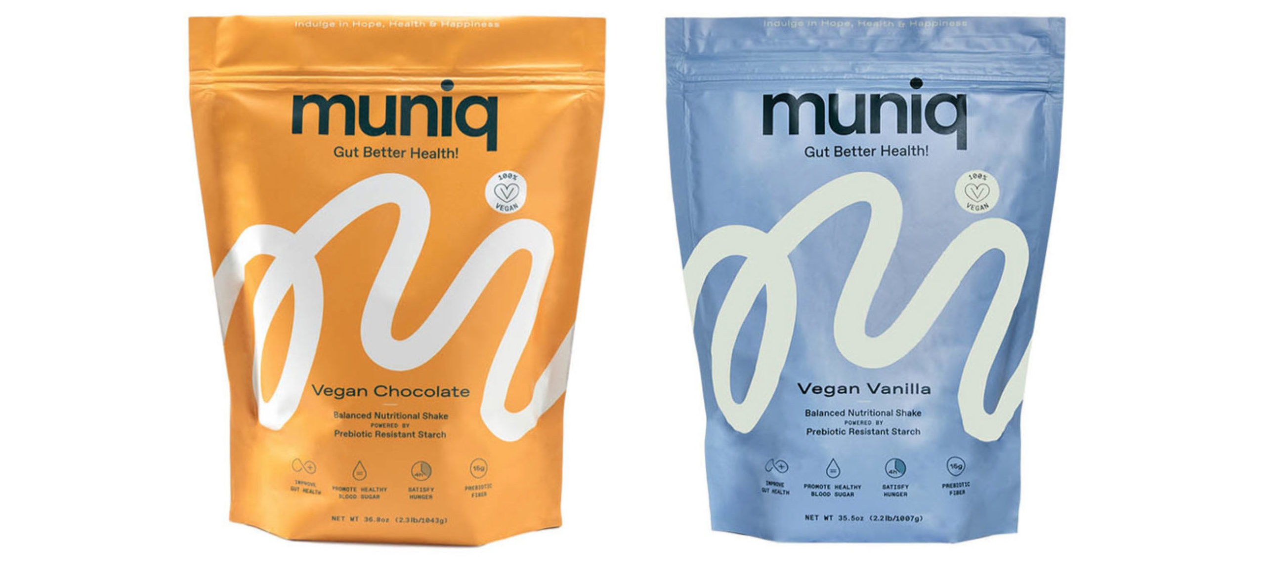 muniq prebiotic resistant starch shake brand packaging