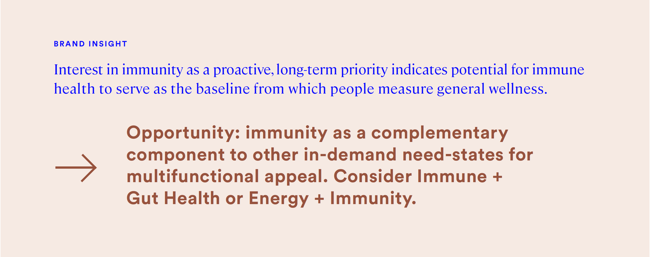 interest in immunity as a proactive, long-term priority indicates potential for immune health to serve as the baseline from which people measure general wellness.